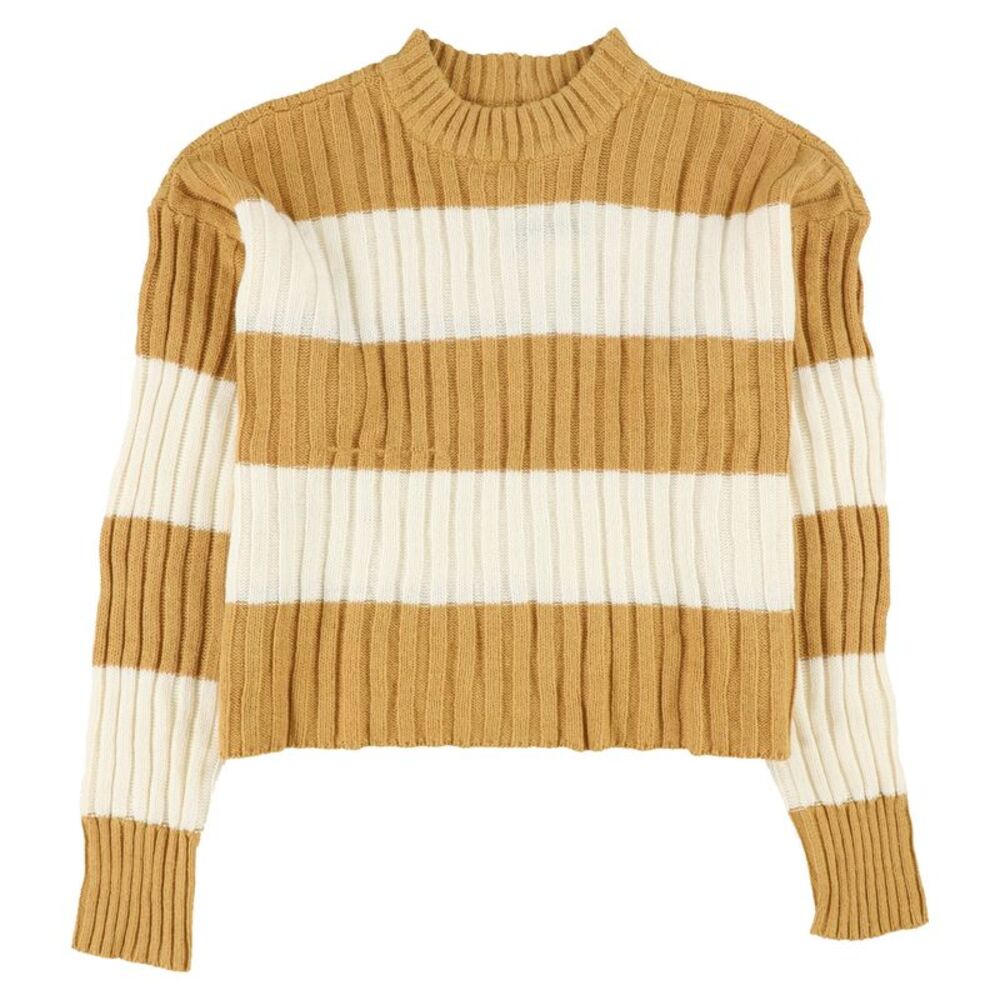 American Eagle Womens Striped Henley Sweater, Orange, XS, DM
